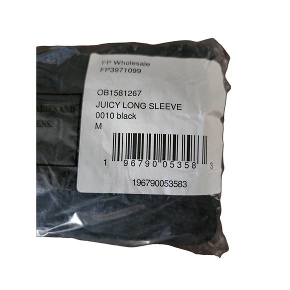 NWT Free People Juicy Long Sleeve Top Black Size M - Picture 4 of 6